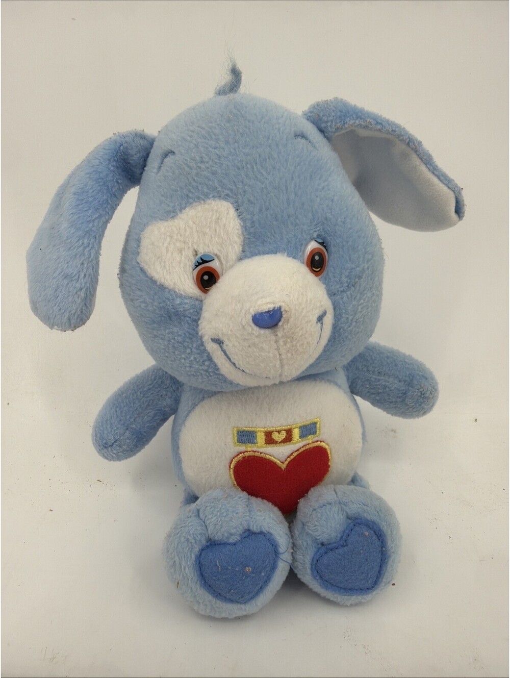 Nanco Care Bears Cousin Loyal Heart Dog Plush 8" Blue Stuffed Red Heart Tummy